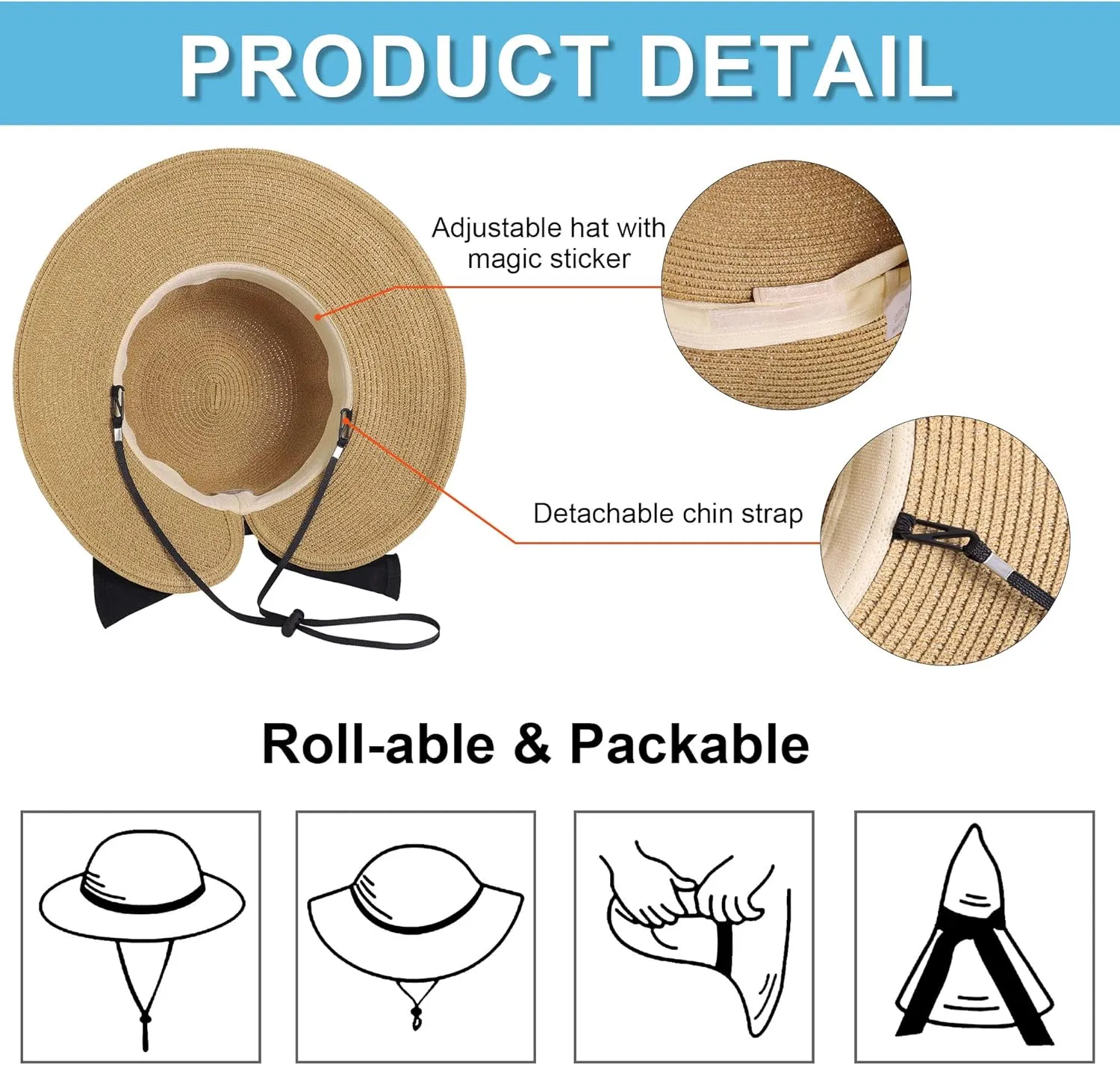 Verabella Sun Hats for Women UPF 50  Women's Lightweight Foldable/Packable Beach Sun Hat