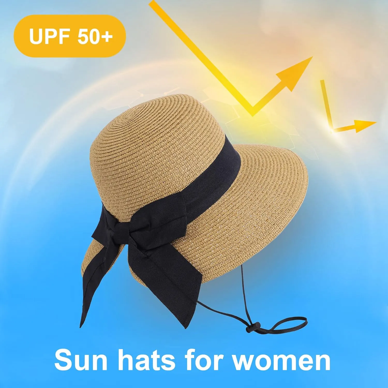 Verabella Sun Hats for Women UPF 50  Women's Lightweight Foldable/Packable Beach Sun Hat