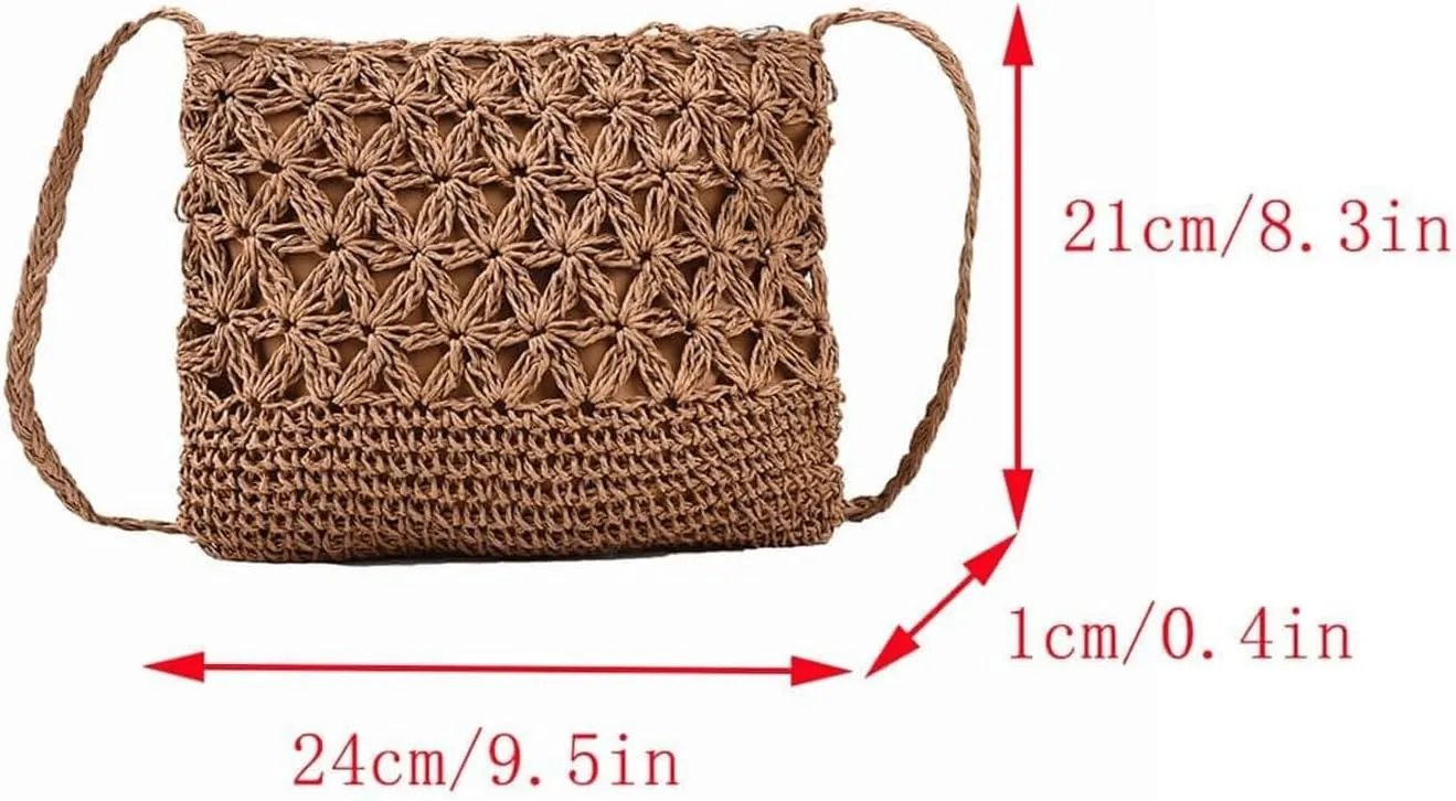 Verdusa Women Straw Crossbody Purse Casual Summer Bags Woven Shoulder Bag