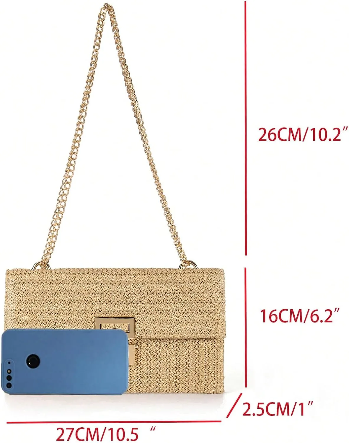 Verdusa Women's Straw Shoulder Bags Woven Clutch Purse Summer Beach Handbags