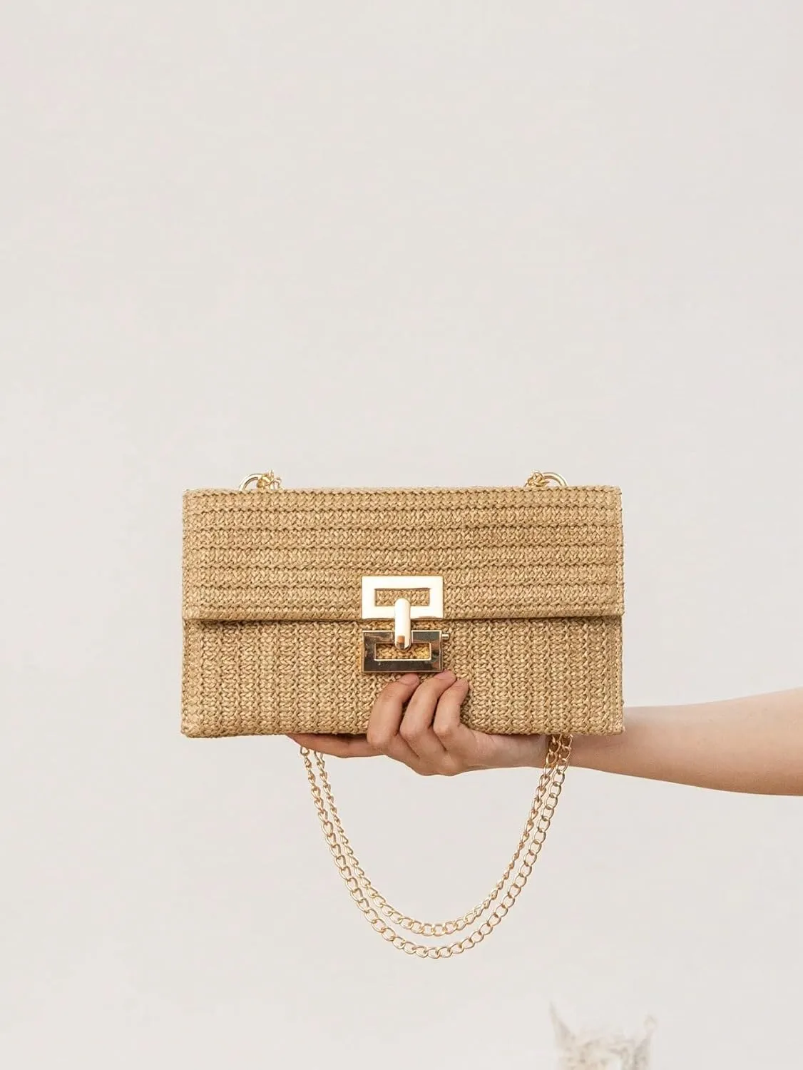 Verdusa Women's Straw Shoulder Bags Woven Clutch Purse Summer Beach Handbags