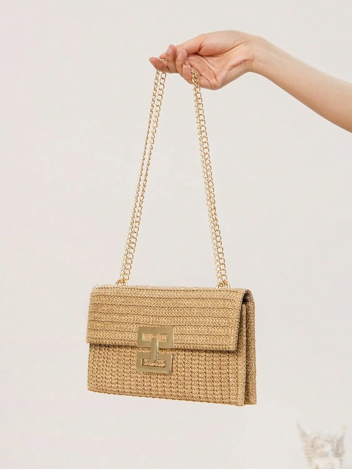 Verdusa Women's Straw Shoulder Bags Woven Clutch Purse Summer Beach Handbags