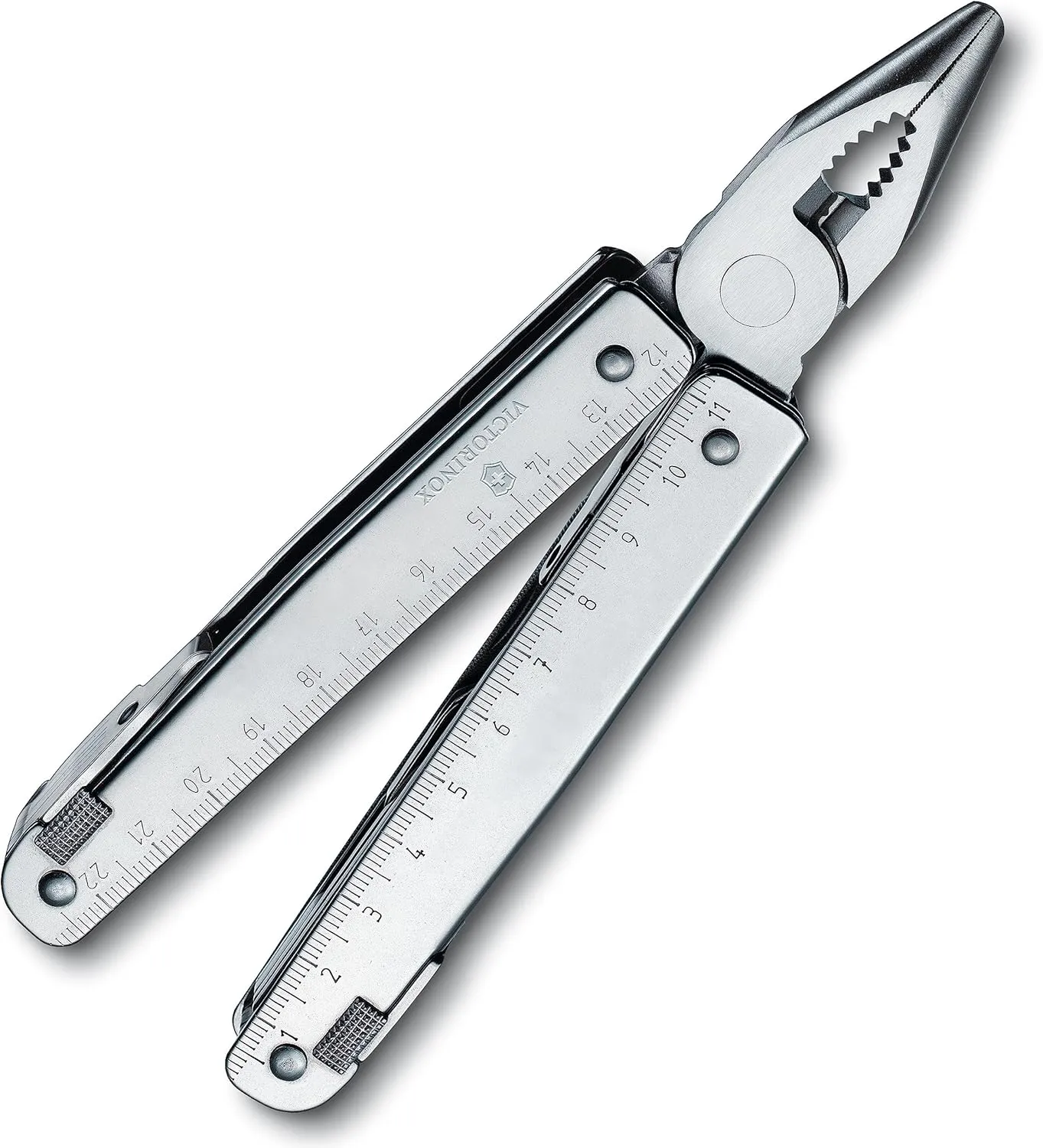 Victorinox Swiss Tool X Plus Ratchet Swiss Army Knife, 35 Function Swiss Made Multi-Tool with Needle-nose pliers, Wire Cutter, Crate Opener and Large Blade - Silver