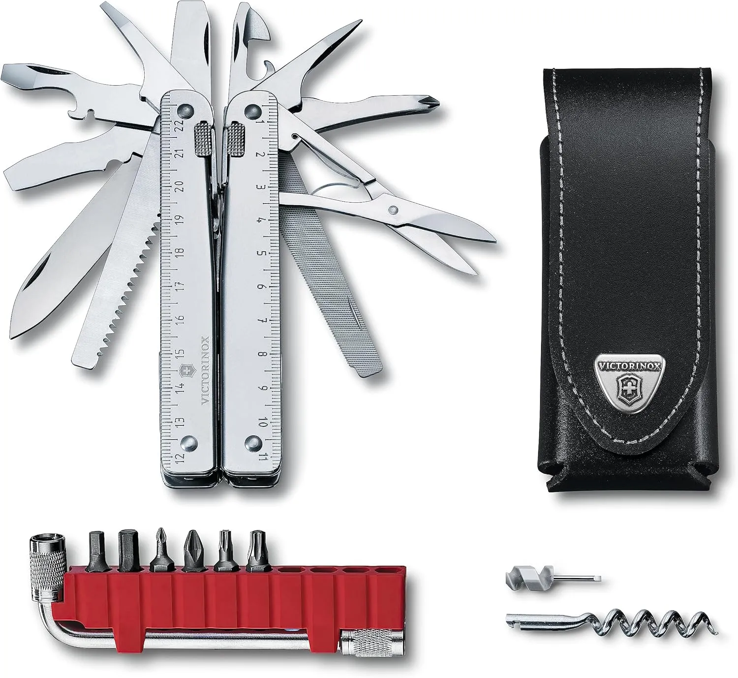 Victorinox Swiss Tool X Plus Ratchet Swiss Army Knife, 35 Function Swiss Made Multi-Tool with Needle-nose pliers, Wire Cutter, Crate Opener and Large Blade - Silver