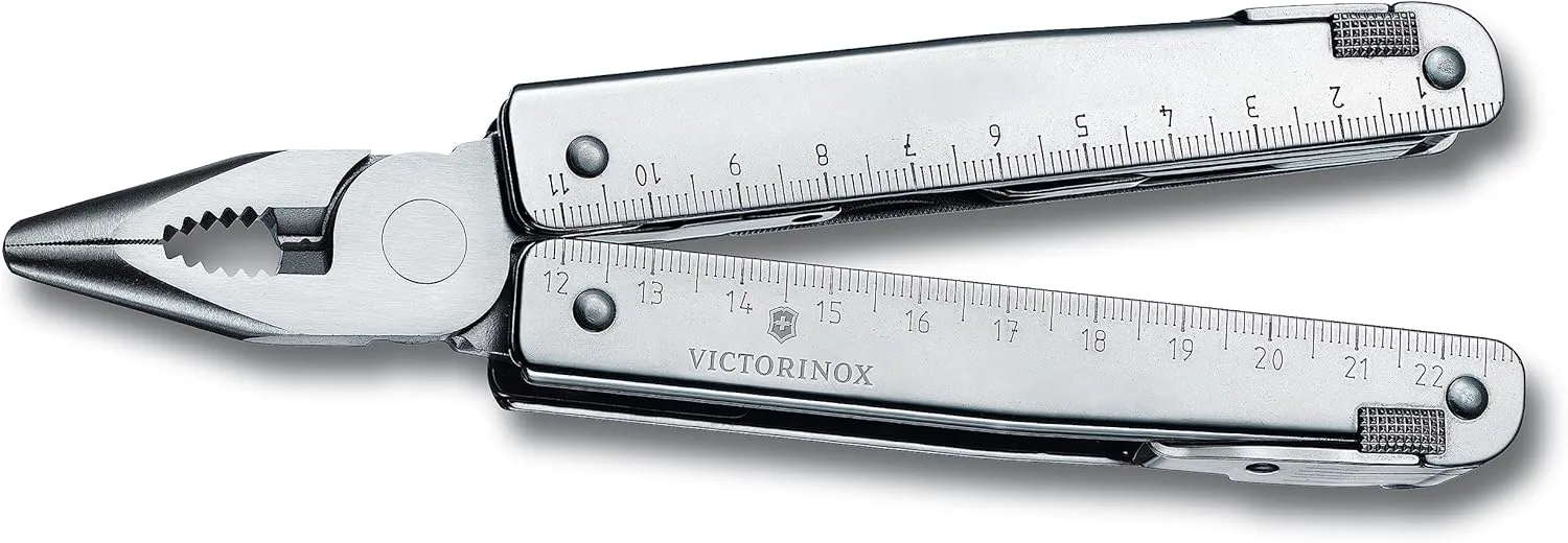 Victorinox Swiss Tool X Plus Ratchet Swiss Army Knife, 35 Function Swiss Made Multi-Tool with Needle-nose pliers, Wire Cutter, Crate Opener and Large Blade - Silver