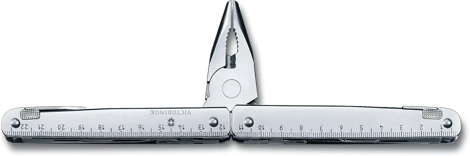 Victorinox Swiss Tool X Plus Ratchet Swiss Army Knife, 35 Function Swiss Made Multi-Tool with Needle-nose pliers, Wire Cutter, Crate Opener and Large Blade - Silver