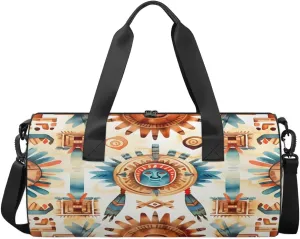 Village Pattern Abstraction Travel Gym Bag Waterproof Sport Dance Bag for Women Men Portable Gymnastics Duffel Bags Canvas Tote Carry on Handbag for Workout Overnight Weekender