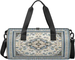 Village Pattern Florals Travel Gym Bag Waterproof Sport Dance Bag for Women Men Portable Gymnastics Duffel Bags Canvas Tote Carry on Handbag for Workout Overnight Weekender