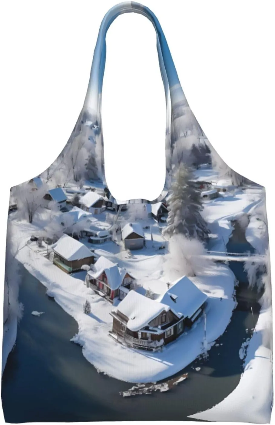 Village snow scene Shoulder bag - convenient to carry, suitable for shopping, work and study