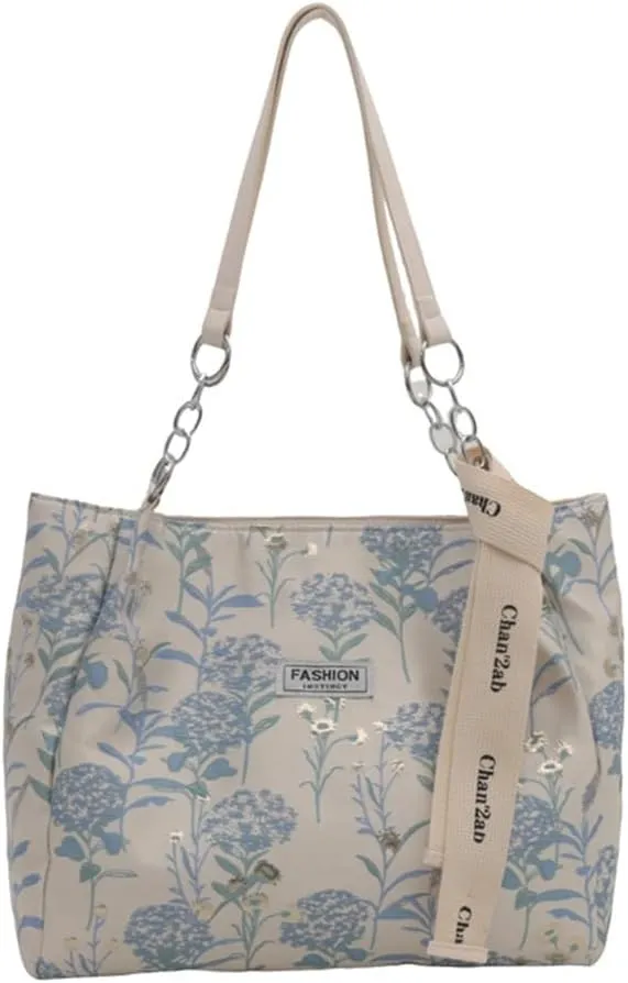 Vintage Handbag Large Capacity Canvas Top Handle Bags for Women Embroidery Flowers Women Shoulder Bags Casual Satchel