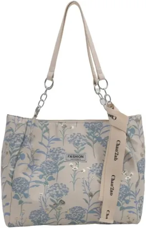 Vintage Handbag Large Capacity Canvas Top Handle Bags for Women Embroidery Flowers Women Shoulder Bags Casual Satchel