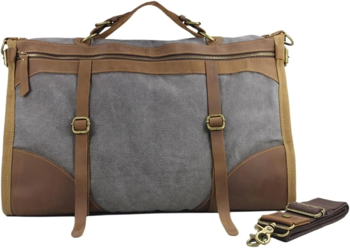 Vintage Retro Canvas Leather Men Travel Bags Luggage Bags Men Weekend Bag Overnight Duffle Bags Tote Leisure Suitable For Traveling, Business Trip, Outdoor(Grey)