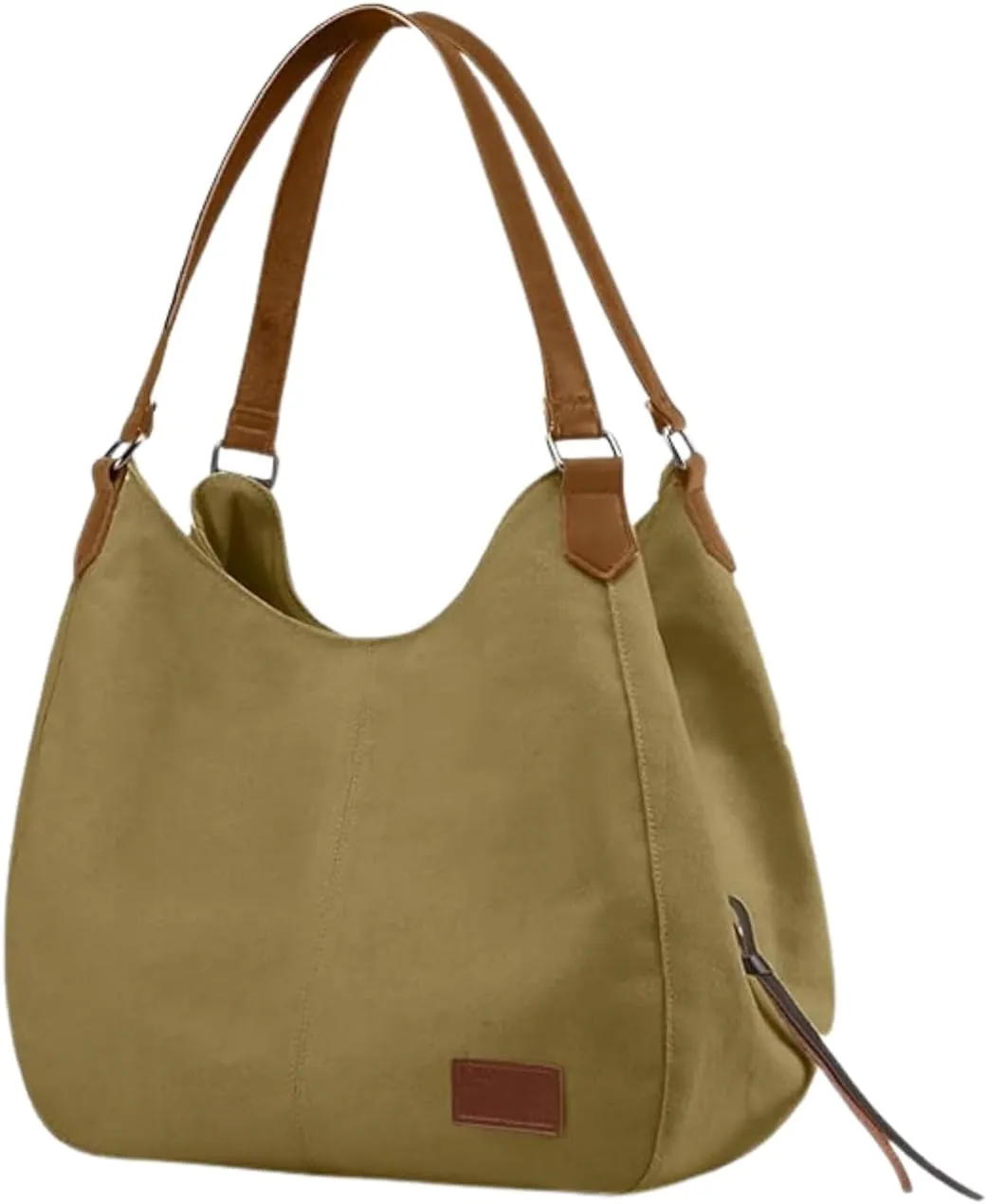 Vintage Women's Canvas Daily Shoulder Bag, Multi-Compartment, Cotton, Stylish, Light Brown