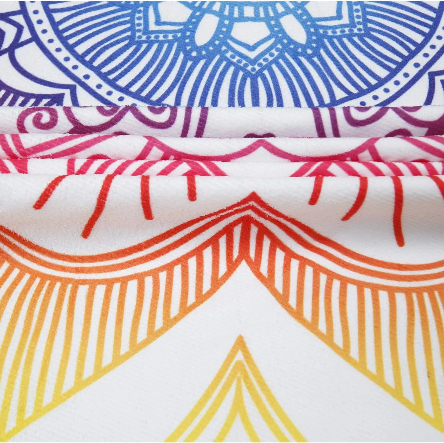Violet Mist Mandala Round Beach Towel Blanket, Oversized Circle Microfiber Hippie Boho Bohemian Sandproof Flower Towel, Soft 60 inch Beach Towels with Tassels for Women Adult Swim Pool Yoga,Colorful