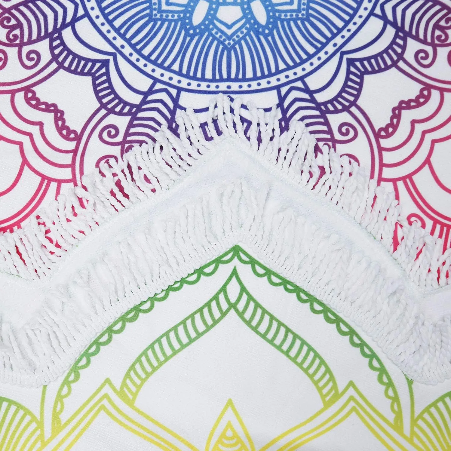 Violet Mist Mandala Round Beach Towel Blanket, Oversized Circle Microfiber Hippie Boho Bohemian Sandproof Flower Towel, Soft 60 inch Beach Towels with Tassels for Women Adult Swim Pool Yoga,Colorful