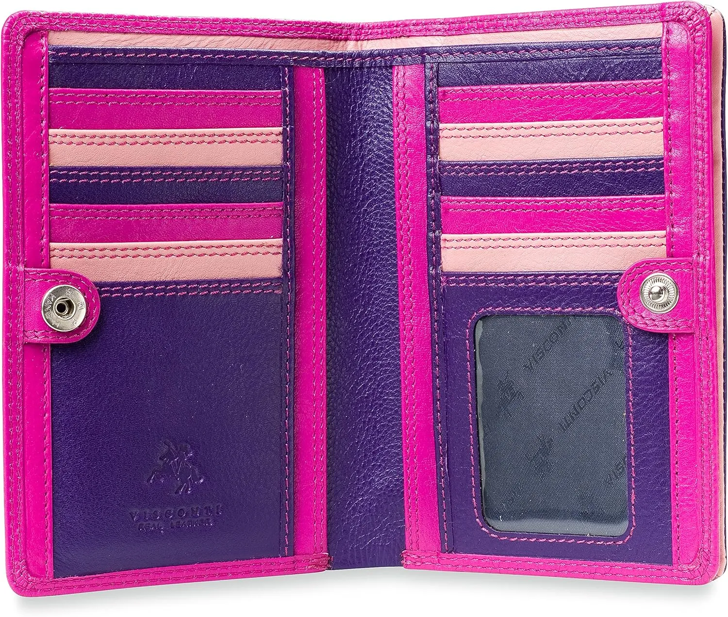 Visconti Penang RB109 Ladies Multi Colored Leather Wallet Purse 4" x 6" (Berry Multi)