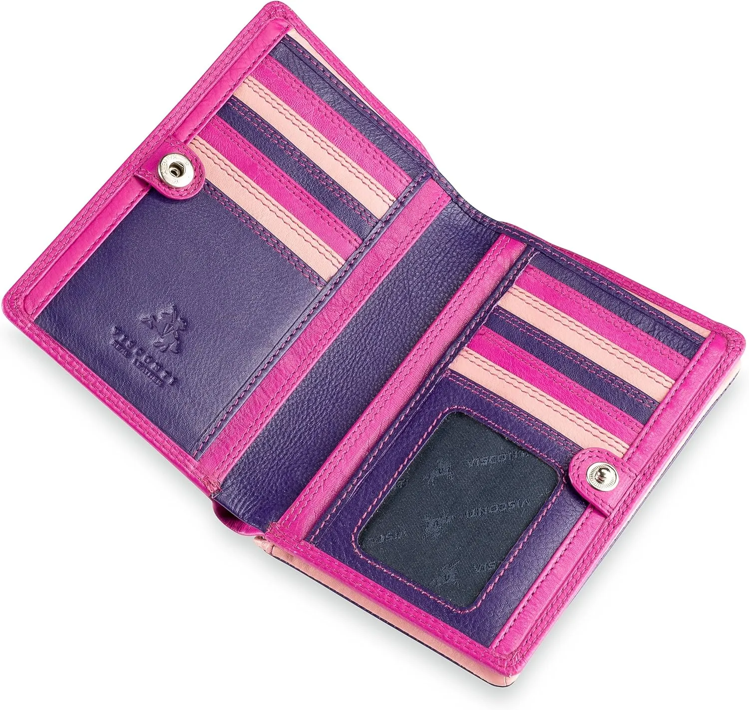 Visconti Penang RB109 Ladies Multi Colored Leather Wallet Purse 4" x 6" (Berry Multi)