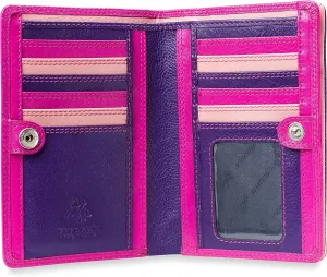 Visconti Penang RB109 Ladies Multi Colored Leather Wallet Purse 4" x 6" (Berry Multi)