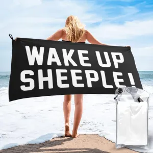 Wake UP SHEEPLE Beach Towel with Travel Bag 31.5"x63" Quick Dry Sand Free Lightweight Large Oversized Towels Light Vacation Essentials