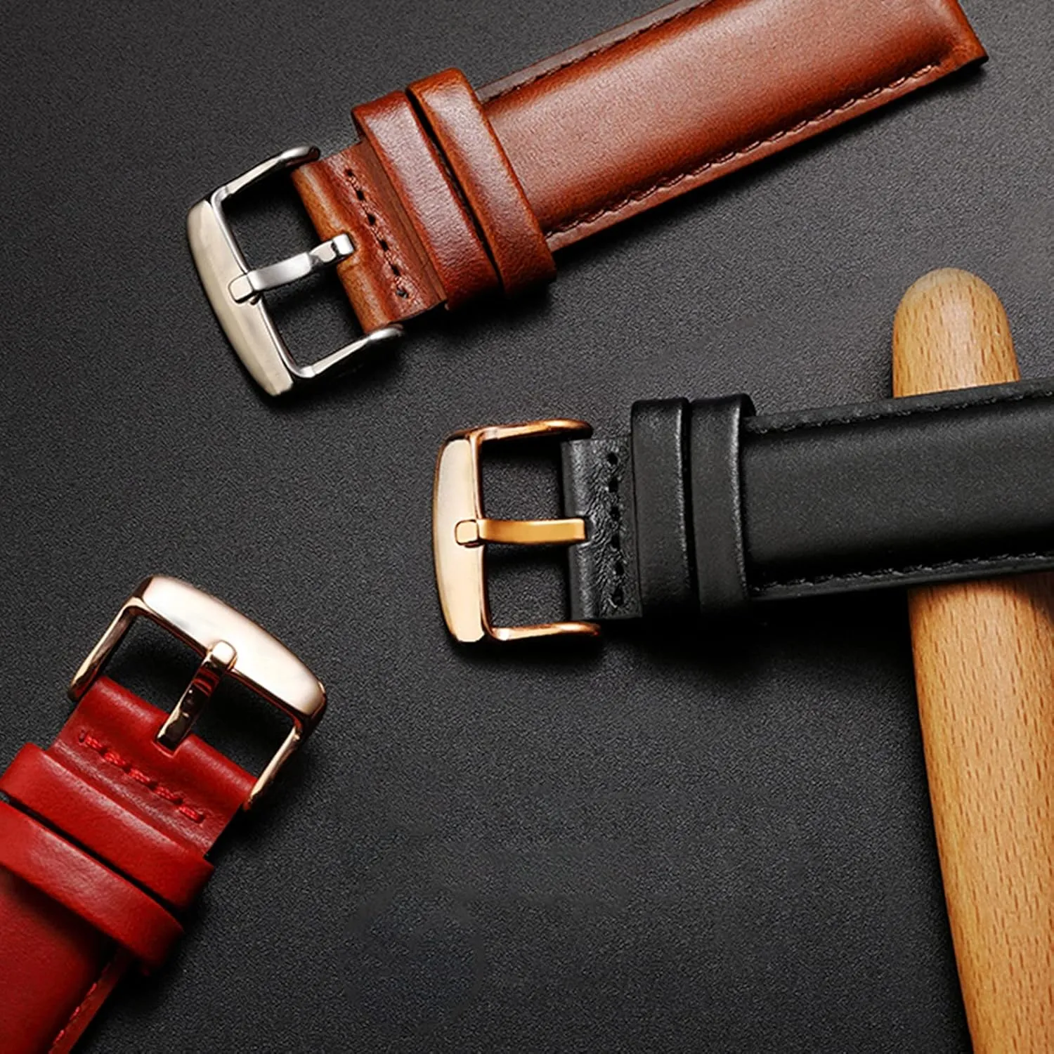 Watch Band,Genuine Leather Replacement Bands, Leat Leather Watch Band 13-20mm Leather Watch Band with Stainless Buckle