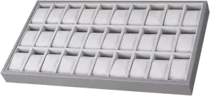 Watch Jewelry Tray Organizer for Bracelets Bangles and Watches Wood PU Leather Display Storage Case 30 Slot