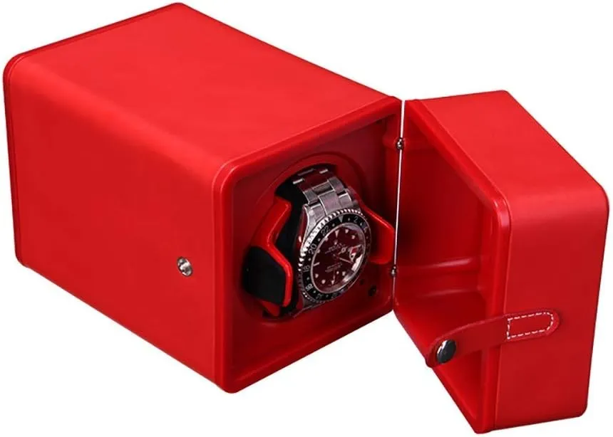 Watch Shaker, Single Watch Silent Box, Exquisite Fully Automatic Mechanical Watch Winder, Pure Color pu Leather Household Shaker, 105 * 160 * 103mm