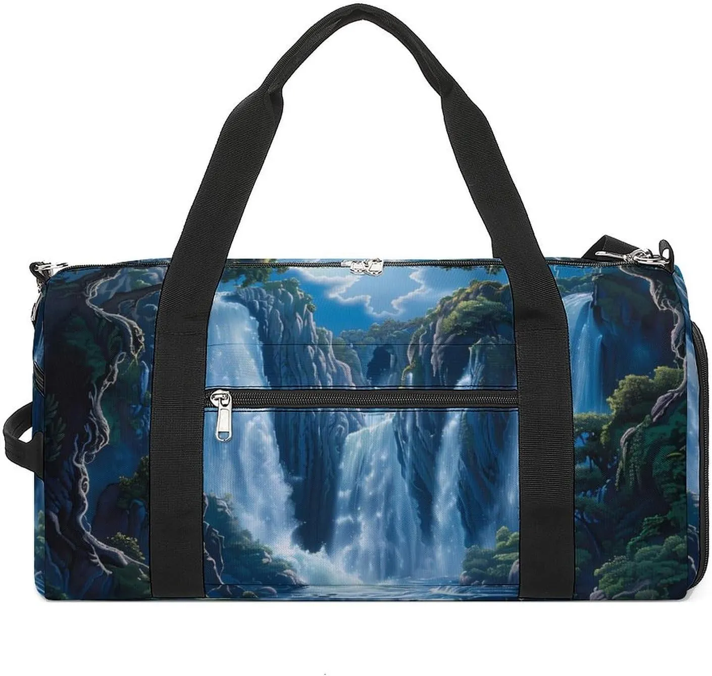 Waterfall Nature Sports Gym Bag for Men Women Travel Duffel Bag with Shoulder Strap