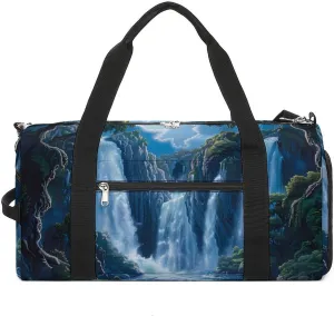Waterfall Nature Sports Gym Bag for Men Women Travel Duffel Bag with Shoulder Strap