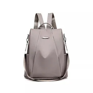 Waterproof Oxford Women Anti-theft Double Shoulder Bag Travel Backpack Khaki