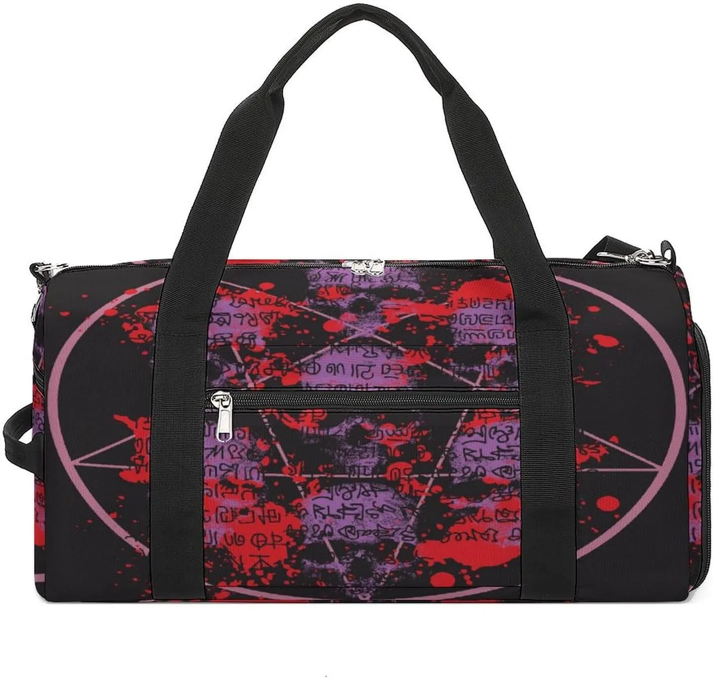 Waterproof Skulls Pentagrams Travel Duffel Bag with Shoe Compartment Gym Weekender