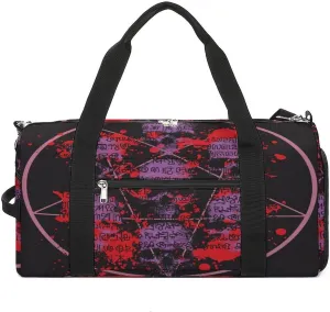 Waterproof Skulls Pentagrams Travel Duffel Bag with Shoe Compartment Gym Weekender