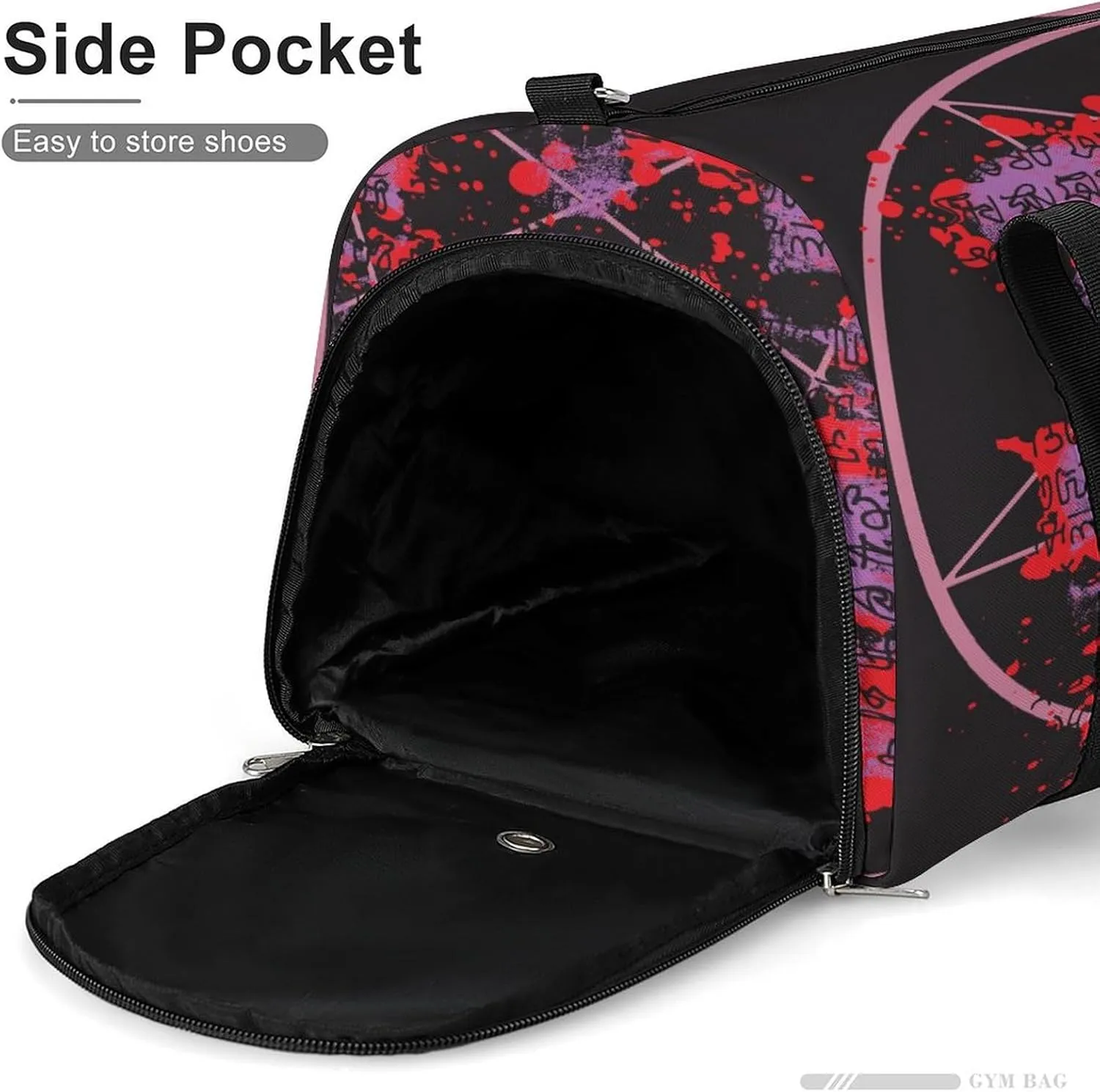 Waterproof Skulls Pentagrams Travel Duffel Bag with Shoe Compartment Gym Weekender