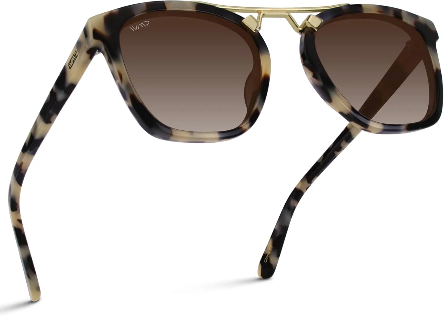 WearMe Pro WMP Eyewear - Women's Oversized Polarized Sunglasses: Square Vintage Style with Metal Double-Bar Bridge