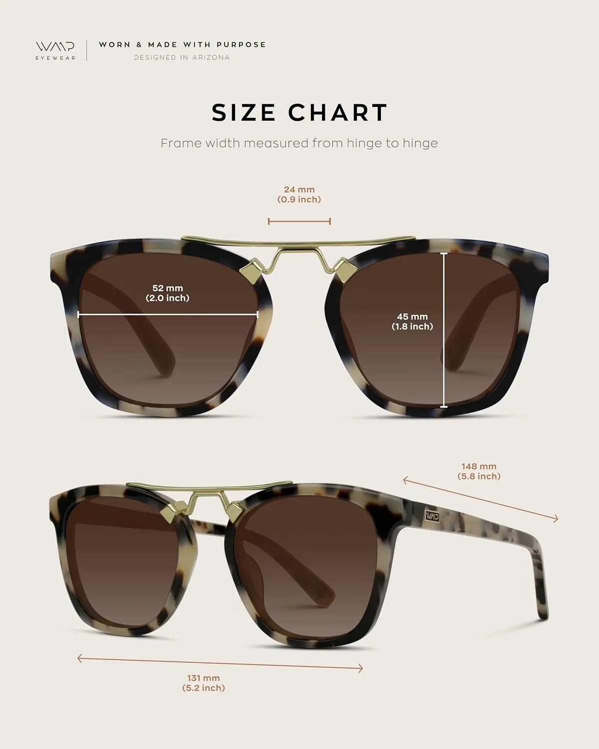 WearMe Pro WMP Eyewear - Women's Oversized Polarized Sunglasses: Square Vintage Style with Metal Double-Bar Bridge