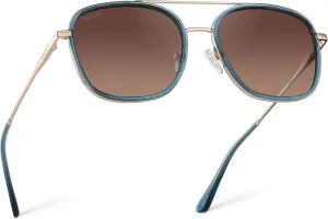 WearMe Pro - Women’s Polarized Square Sunglasses: Modern Square Aviator with Double Bridge Vintage Aesthetics