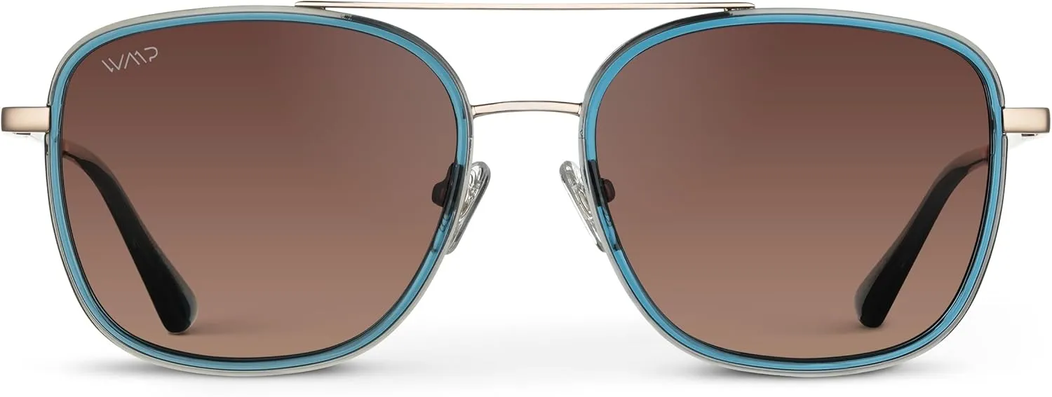 WearMe Pro - Women’s Polarized Square Sunglasses: Modern Square Aviator with Double Bridge Vintage Aesthetics