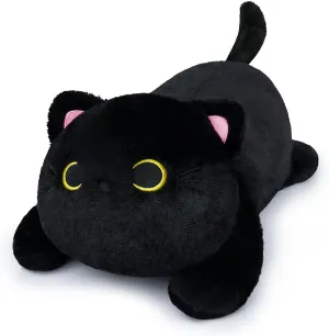 Weighted Stuffed Animals - Weighted Black Cat Plush,18in Weighted Cat Stuffed Animal,Cute Large Black Cat Plushie Soft Hugging Kitten Plush Pillow Toy Gifts for Kids Boys Girls