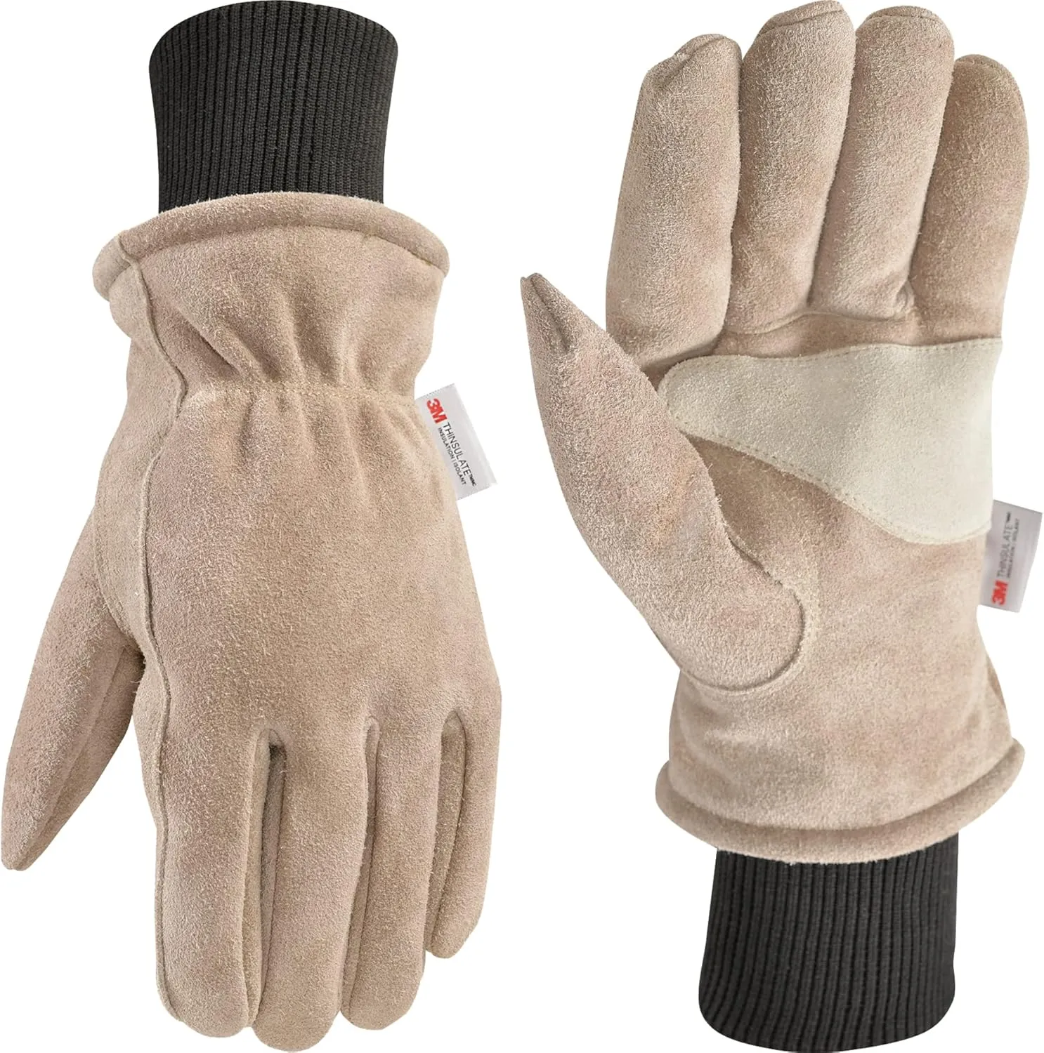 Wells Lamont Men's HydraHyde Insulated Split Leather Winter Work Gloves, Medium 1196M, Saddle tan