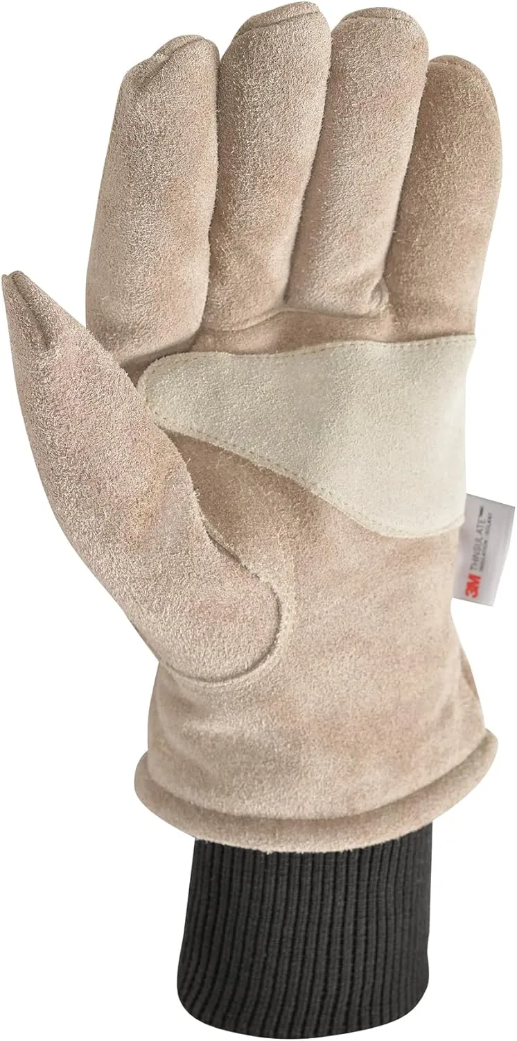 Wells Lamont Men's HydraHyde Insulated Split Leather Winter Work Gloves, Medium 1196M, Saddle tan
