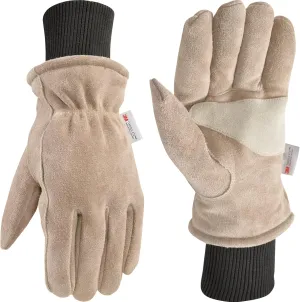 Wells Lamont Men's HydraHyde Insulated Split Leather Winter Work Gloves, Medium 1196M, Saddle tan