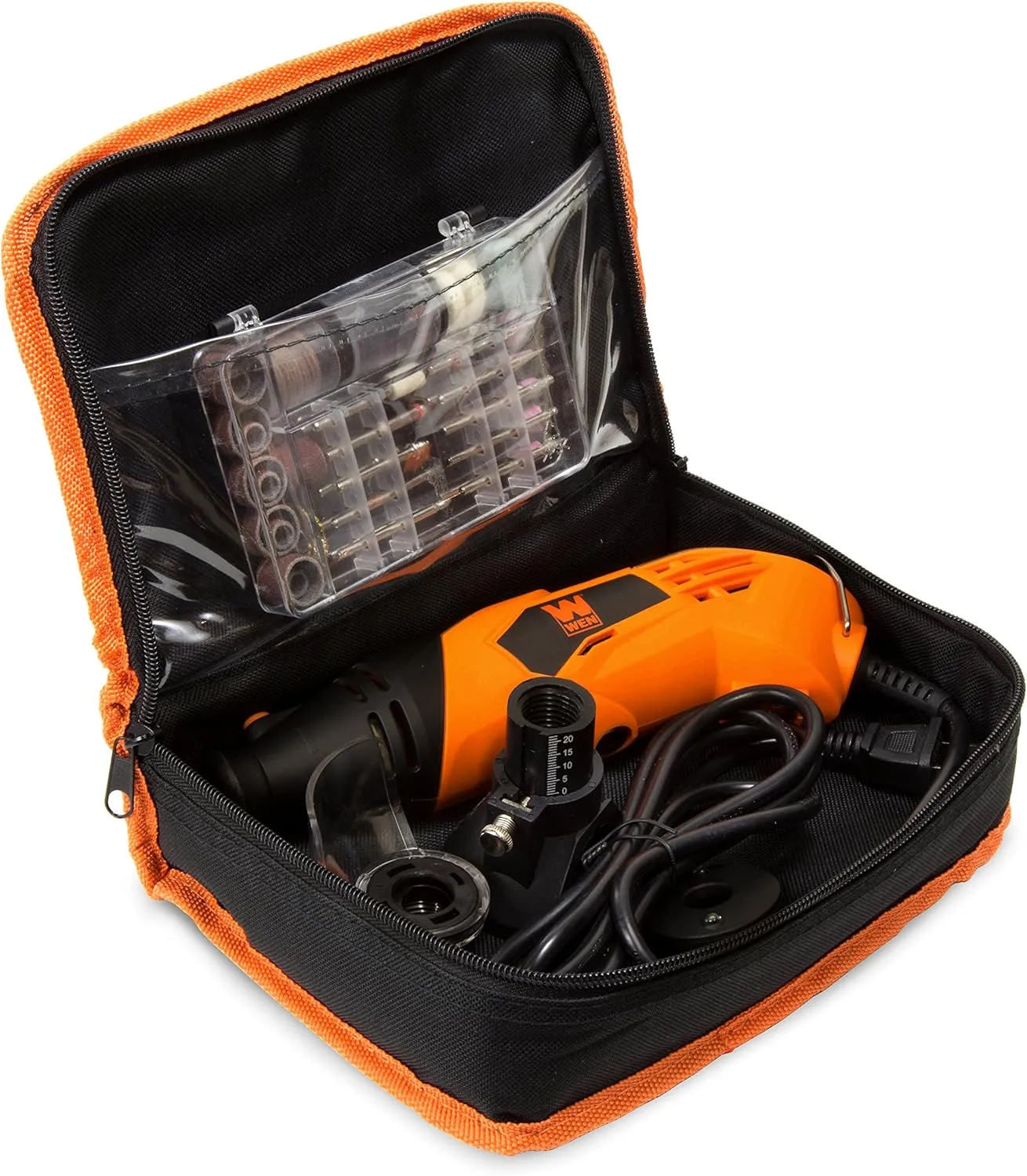 WEN 23114 1.4-Amp High-Powered Variable Speed Rotary Tool with Cutting Guide, LED Collar, 100  Accessories, Carrying Case and Flex Shaft