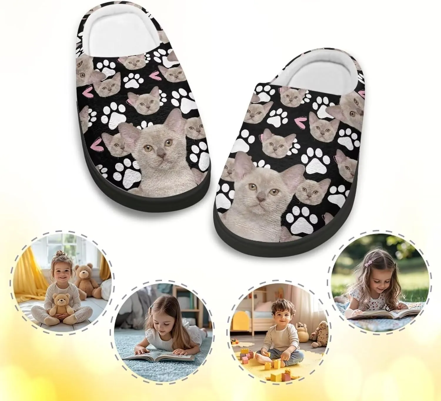 Winter Fluffy Slippers for Girls and Boys, Comfy Warm Scuff Slippers for Walking, Slip On Closed Toe Shoes for Home