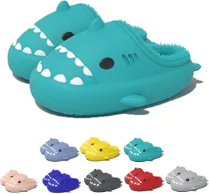 Winter Shark Slides, Plush Warm Shark Slides, Animal Slippers Warm Non-slip Soft Comfy Fluffy Cloud Shark Slides