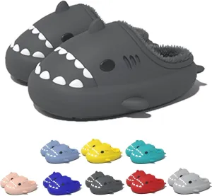 Winter Shark Slides, Plush Warm Shark Slides, Animal Slippers Warm Non-slip Soft Comfy Fluffy Cloud Shark Slides