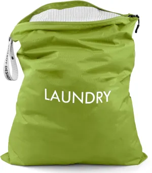 WiseBoy Laundry Bag, 23.6x35 inch Oversized Laundry Bags, Travel Laundry Bag Dirty Clothes Organizer, Nylon Wet Dry Storage Bag for College Dorm, Camping, Caravan, Green