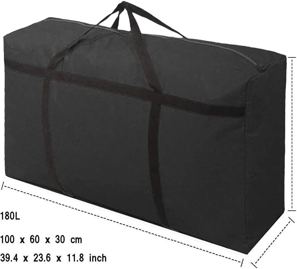 WITERY 180L Extra Large Storage Bag Garden Furniture Cushion Bag With Zip Waterproof Sturdy 600D Oxford Underbed Box Packing Moving Bags Wardrobe Storage Solutions Organsier for Bedding Duvets Clothes