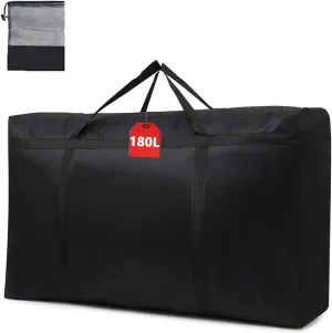 WITERY 180L Extra Large Storage Bag Garden Furniture Cushion Bag With Zip Waterproof Sturdy 600D Oxford Underbed Box Packing Moving Bags Wardrobe Storage Solutions Organsier for Bedding Duvets Clothes