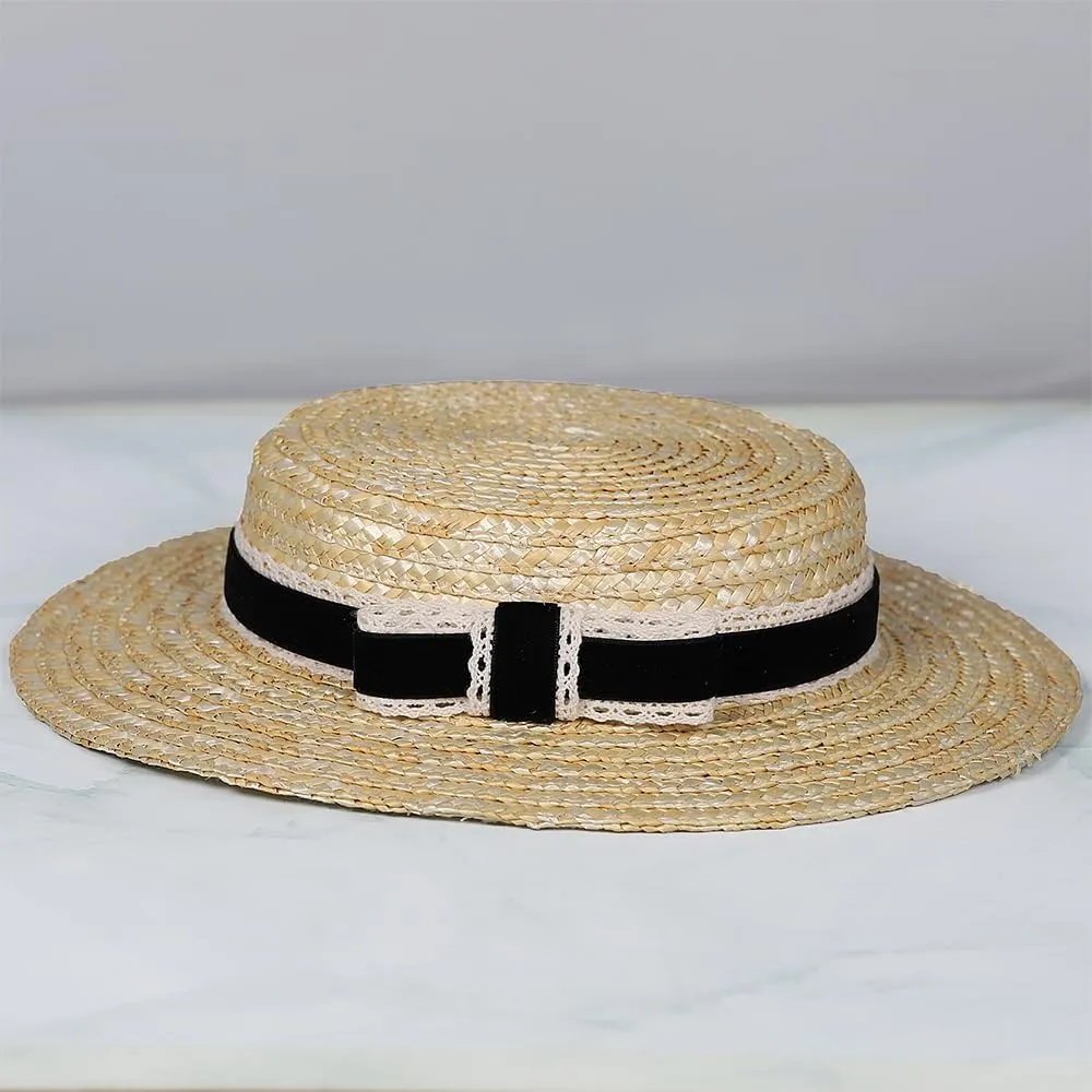 Women Bowknot Straw Hat Summer Fedoras Boater Summer Beach Sun Hat Cowgirl Fishing Hat Jazz Hat