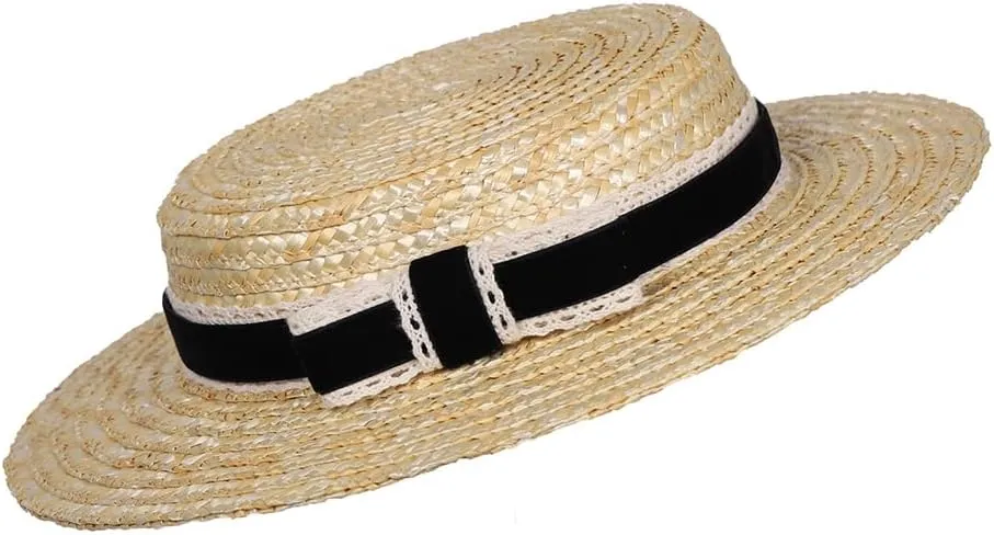 Women Bowknot Straw Hat Summer Fedoras Boater Summer Beach Sun Hat Cowgirl Fishing Hat Jazz Hat