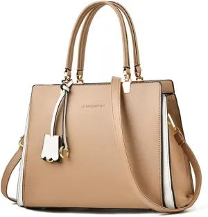 Women Elegant Handbag Classic Top-handle Purses PU Leather Tote Shoulder Bag Work Shopper Satchel with Pendant